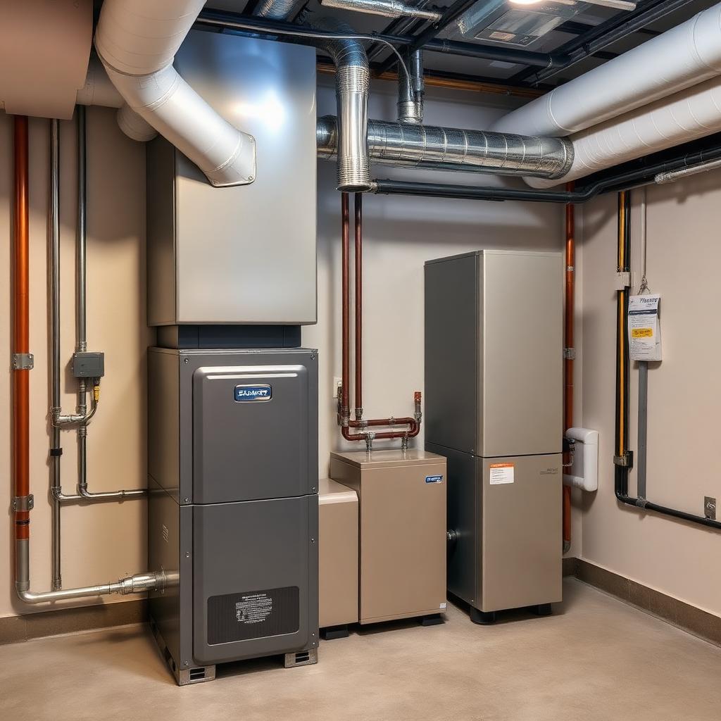 Furnace de gas y heat pump residencial instalados en cuarto de utilidad – instalación y reparación de calefacción 0 Degrees Technical Services en Colorado