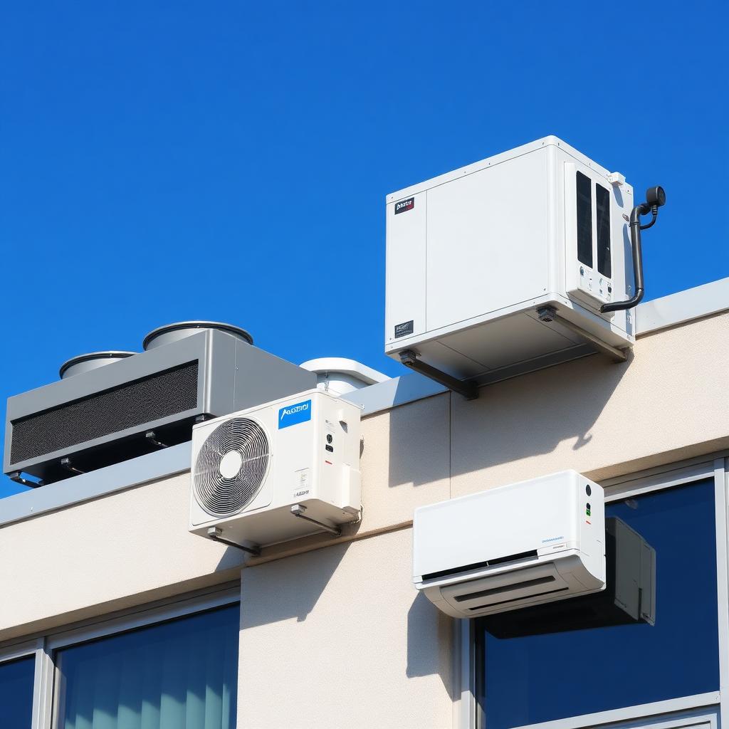 Unidades de aire acondicionado rooftop comercial y mini-split instaladas en edificio – instalación y reparación HVAC por 0 Degrees Technical Services