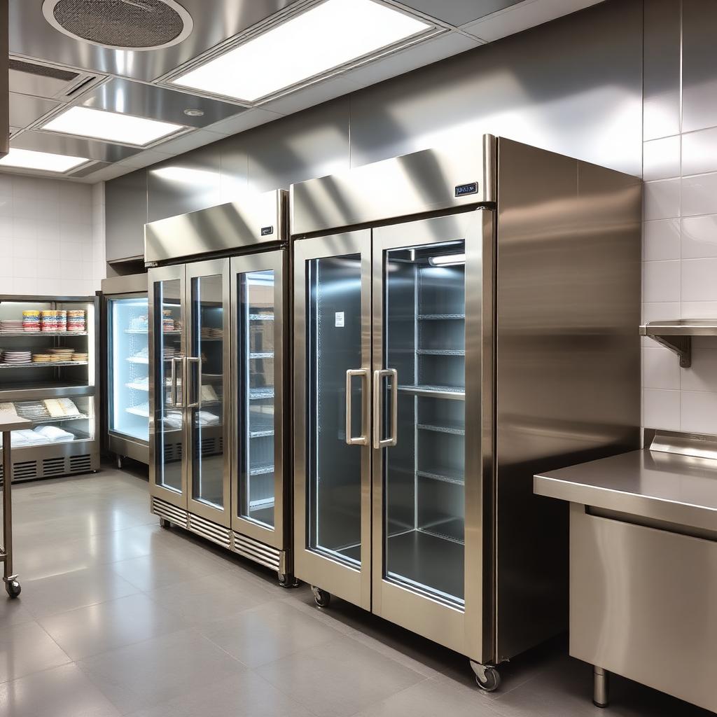 Walk-in cooler y vitrina refrigerada comercial de acero inoxidable en cocina de restaurante – servicio de refrigeración comercial 0 Degrees Technical Services en Denver, Colorado